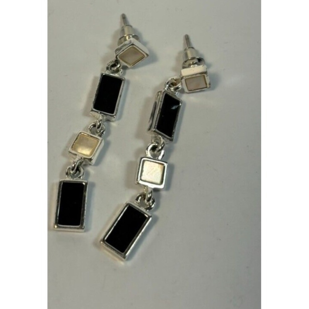Vintage Napier Earring Lot in Silver Tone Pearl Glass Rhinestone Signed - Picture 3 of 7